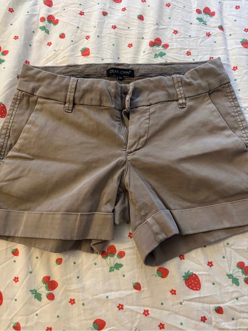 Dear John Taupe Cuffed Cotton Bermuda Shorts